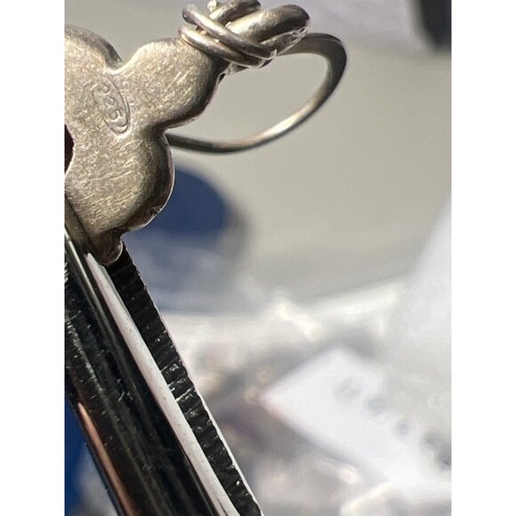 Vtg Sterling Silver 925 Garnet Dangle Earrings Faceted Red Gemstones Tested Boho - Picture 8 of 12